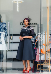 Elegant black midi dress