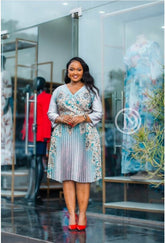 Elegant pleated skater dress