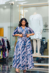 Elegant abstract print maxi dress