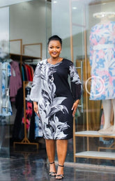 Elegant black and gray shift dress