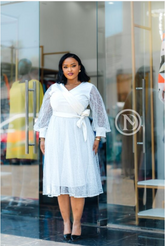 Classic white midi skater dress