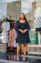 Elegant chic black skater dress