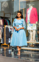 Elegant blue midi dress