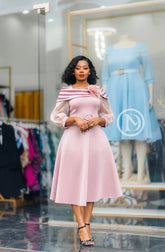 Elegant pastel pink midi dress