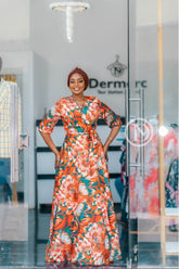 Vibrant floral wrap maxi dress