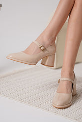 Elegant sleek beige heels