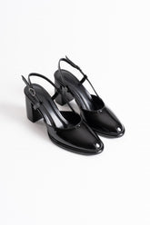 Sleek black glossy heels