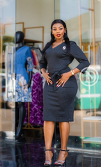 Elegant charcoal grey pinstripe official dress