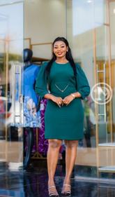 Elegant teal green sheath dress