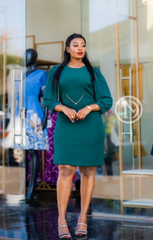 Elegant teal green sheath dress