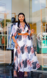 Elegant multicolor brushstroke print maxi dress