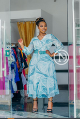 Long sleeved chiffon dress