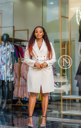 Elegant, chic, ivory blazer dress