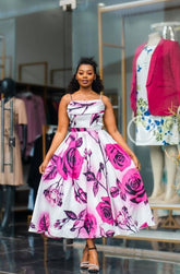 Chic sleeveless floral midi dress