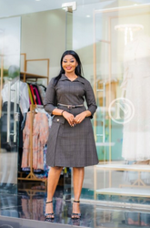 elegant green-brown plaid official skater dress