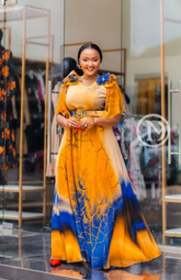 Elegant ombré sunset maxi dress