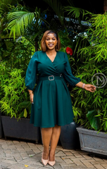Elegant emerald green skater dress