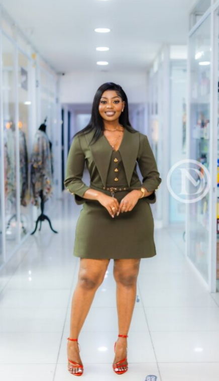 Elegant chic olive green dress