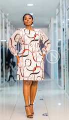 Elegant abstract print shift dress