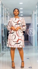 Elegant abstract print shift dress