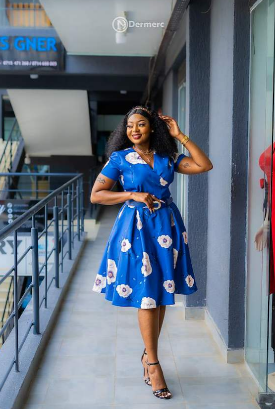 Vibrant blue floral skater dress