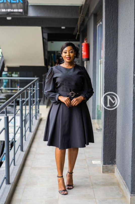 Elegant black skater dress