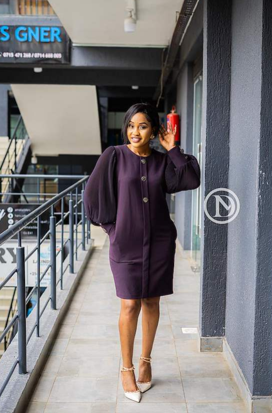 Elegant dark purple shift dress