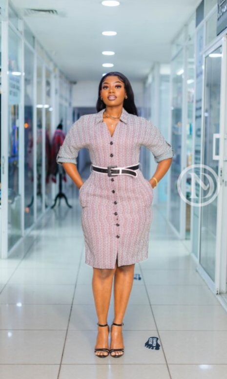 Elegant stylish tweed shirt dress