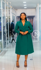 Elegant deep teal skater midi dress