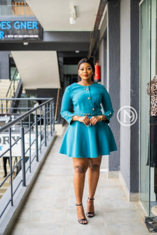 Chic teal skater dress