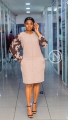 Elegant chic taupe shift dress