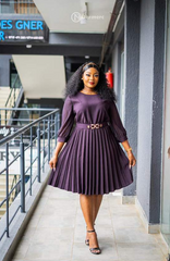 Elegant dark purple pleated dress