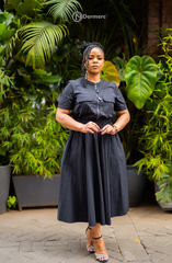 Elegant black midi dress
