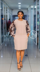 Elegant chic taupe shift dress