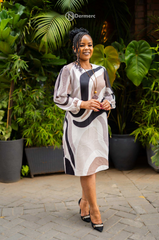 Elegant abstract print shift dress
