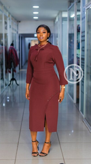 Elegant burgundy midi dress