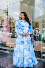 Elegant blue floral maxi dress