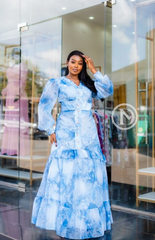 Elegant blue floral maxi dress