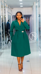 Elegant deep teal skater midi dress