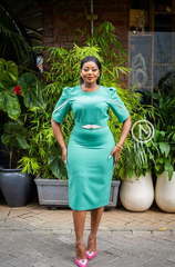 Elegant seafoam green sheath dress