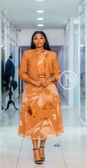 Elegant brown dress set with midi dress and jacket