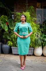 Elegant seafoam green sheath dress