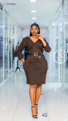 Elegant brown sheath dress