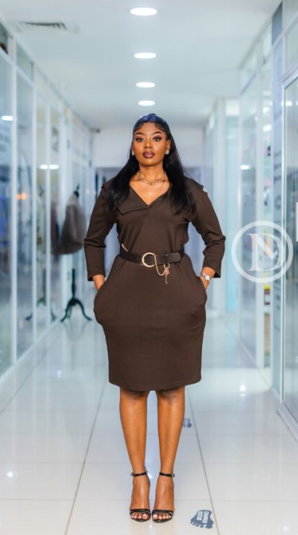 Elegant brown sheath dress