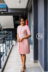 Elegant pink pleated dress