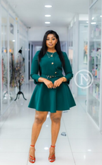 Elegant chic teal blue skater dress