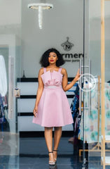 Chic pastel pink skater dress