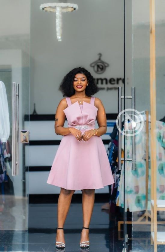 Chic pastel pink skater dress