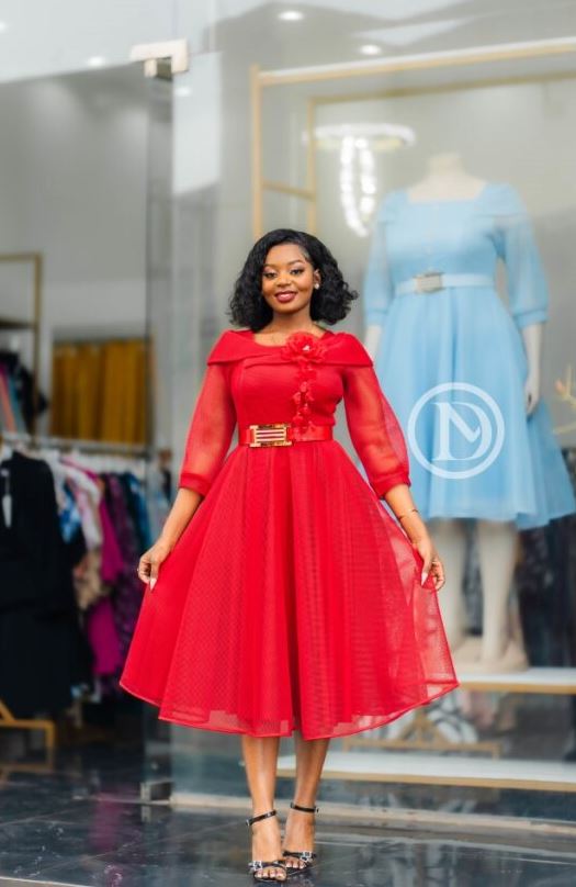 Elegant red midi dress