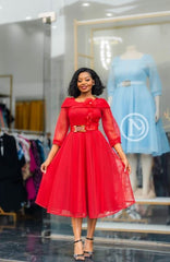 Elegant red midi dress
